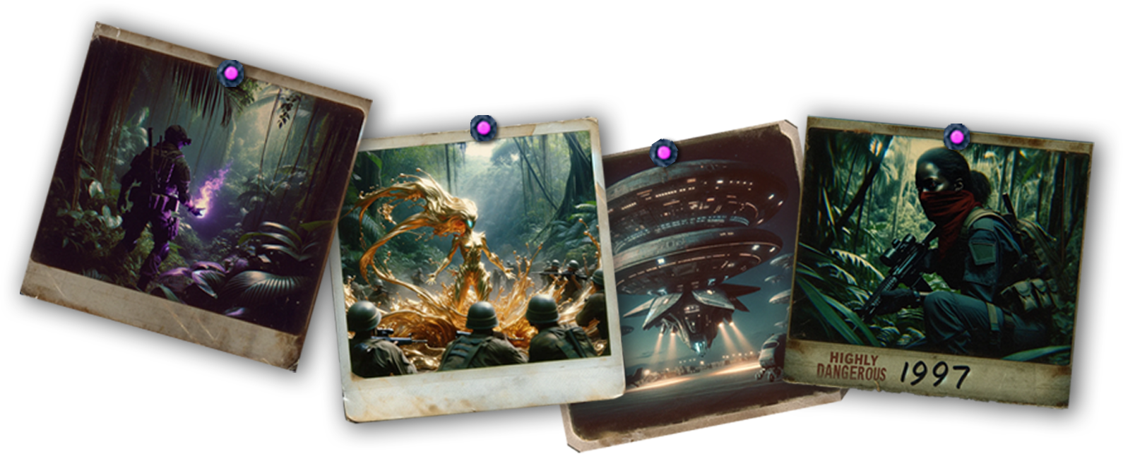 Polaroids of Hell Phyre characters, set A