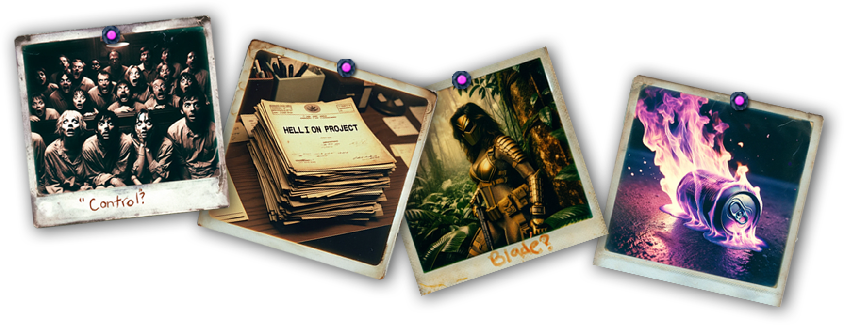 Polaroids of Hell Phyre characters, set B