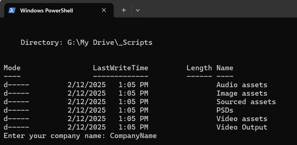 Screenshot of the folder creation tool